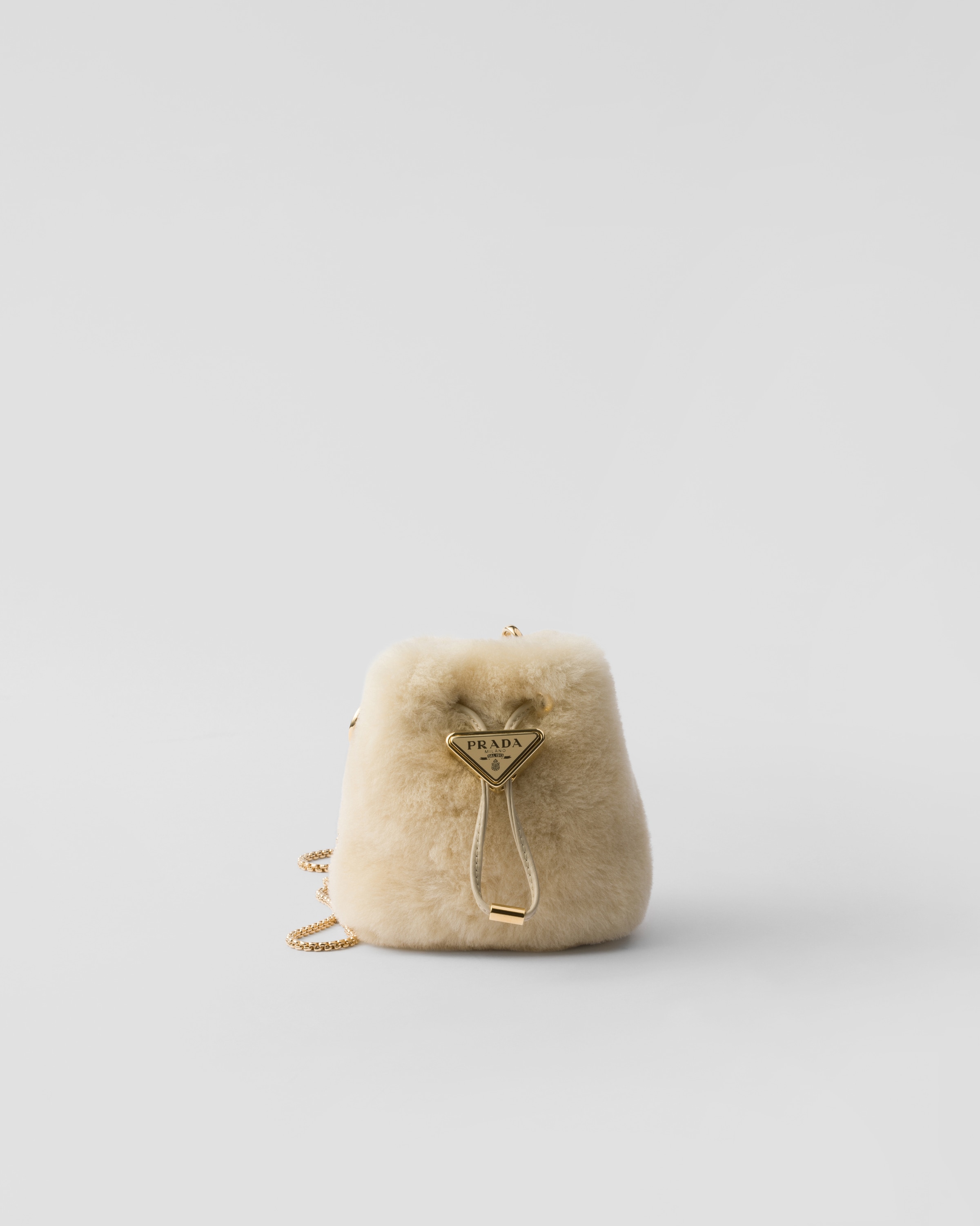 Prada Mini-pouch Aus Schafsleder In Ecru