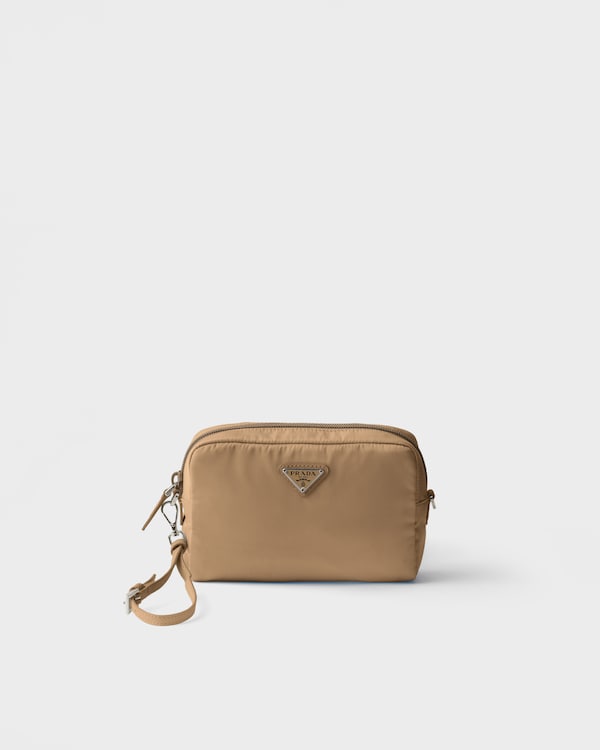 Small Re-Nylon pouch - Camel Brown Small Re-Nylon pouch - Camel Brown