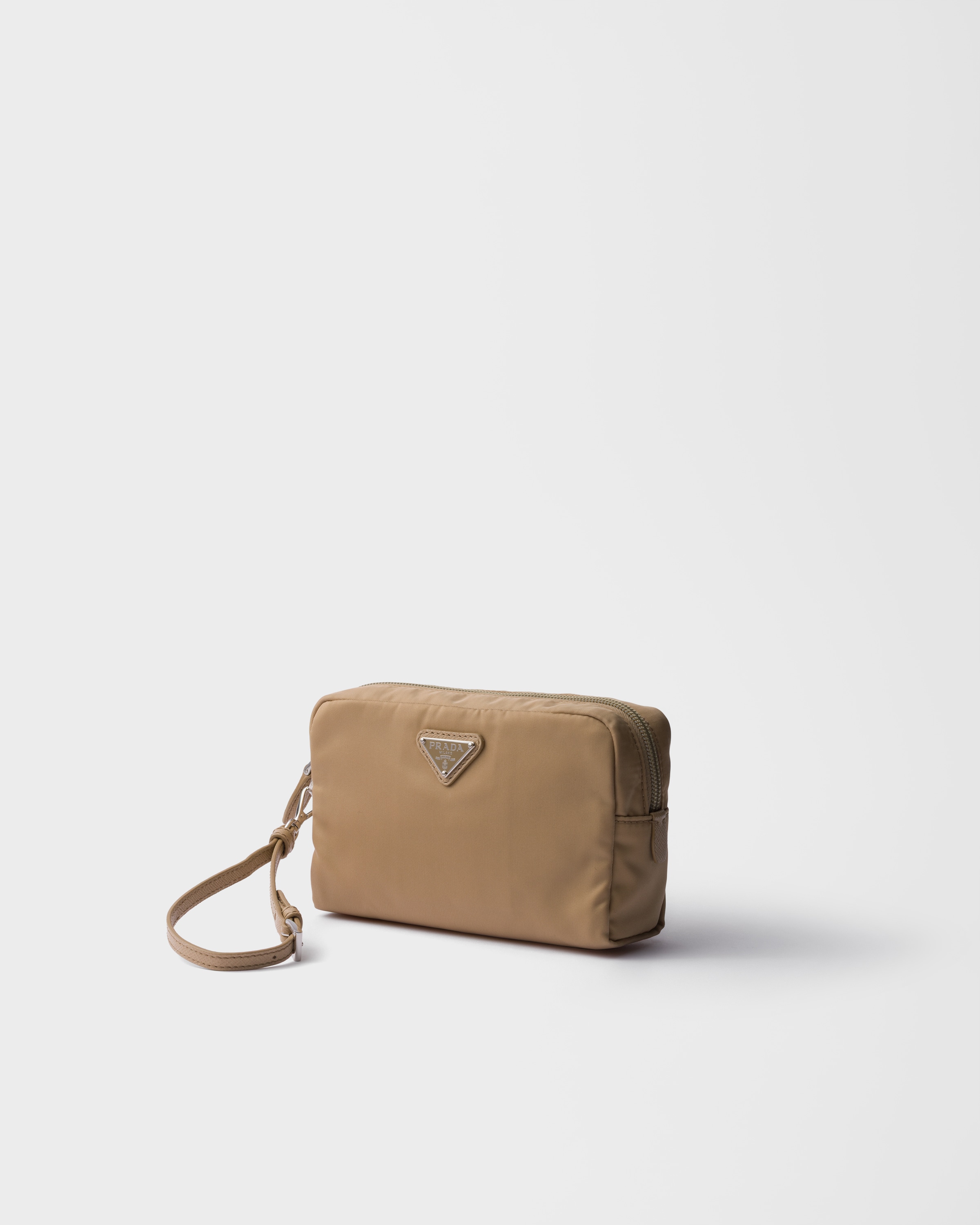 Camel Brown Small Re-Nylon pouch | PRADA - United States