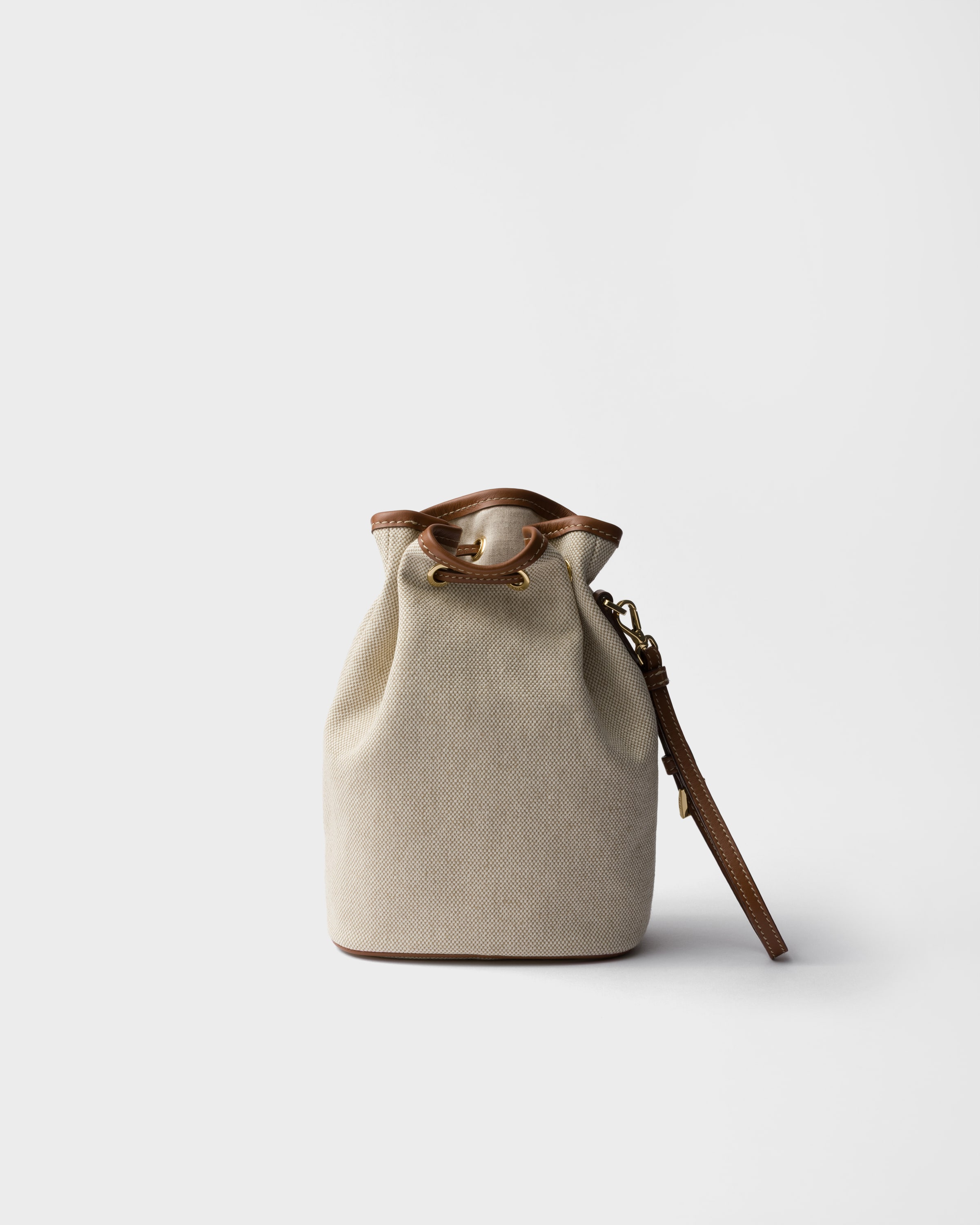 Beige/Cognac Canvas and leather pouch | PRADA - United States