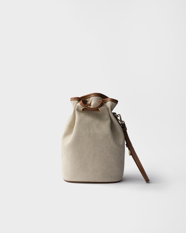Canvas and leather pouch - Beige/Cognac Canvas and leather pouch - Beige/Cognac