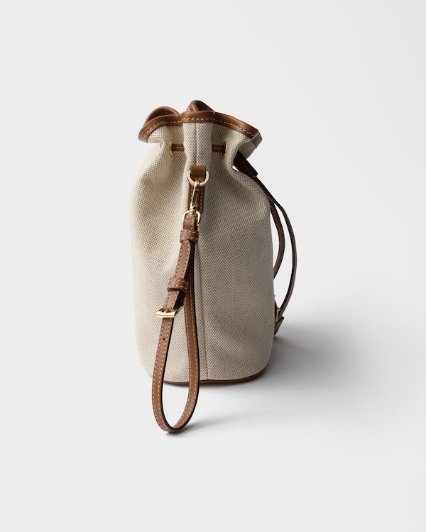 Canvas and leather pouch - Beige/Cognac Canvas and leather pouch - Beige/Cognac