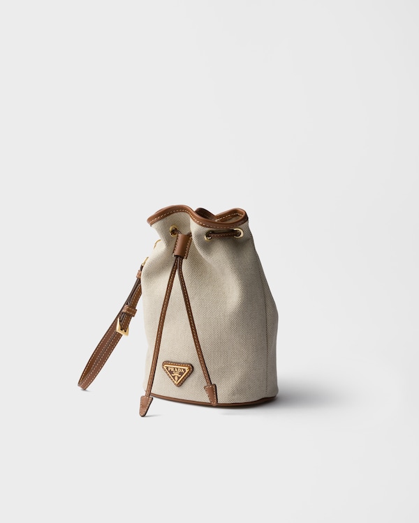 Canvas and leather pouch - Beige/Cognac Canvas and leather pouch - Beige/Cognac