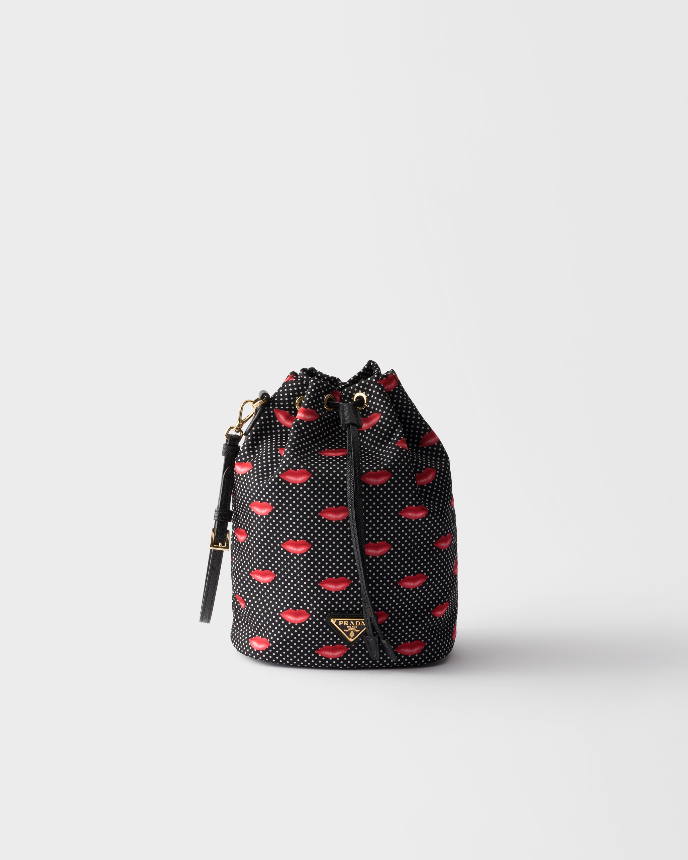 Prada Pouch In Re-nylon Stampato, Donna, Nero