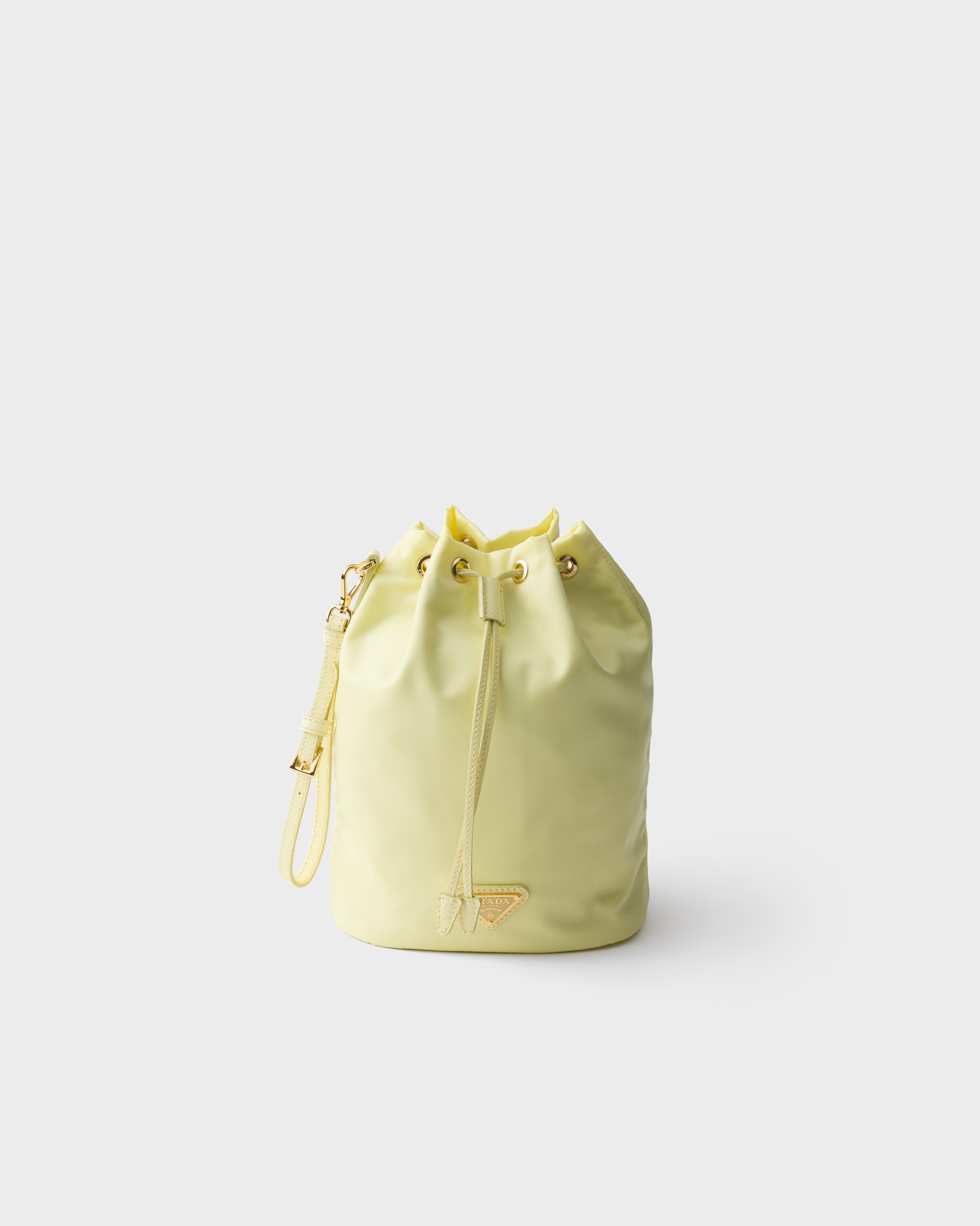 prada yellow re-nylon pouch detail bucket hat display picture 1