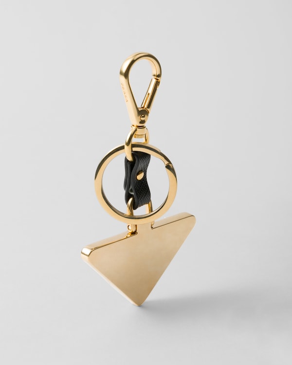 Saffiano leather and metal keychain Saffiano leather and metal keychain