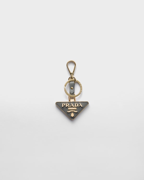 Saffiano leather and metal keychain Saffiano leather and metal keychain