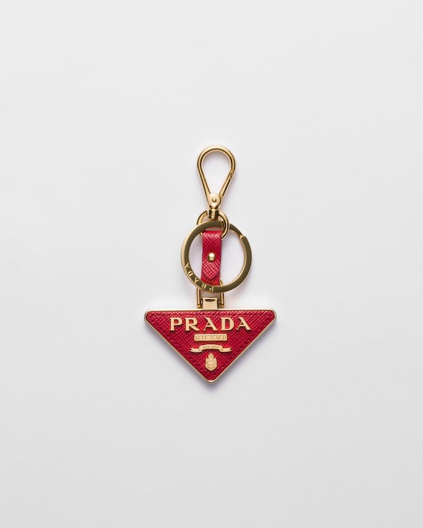 Fiery Red Saffiano leather keychain | PRADA