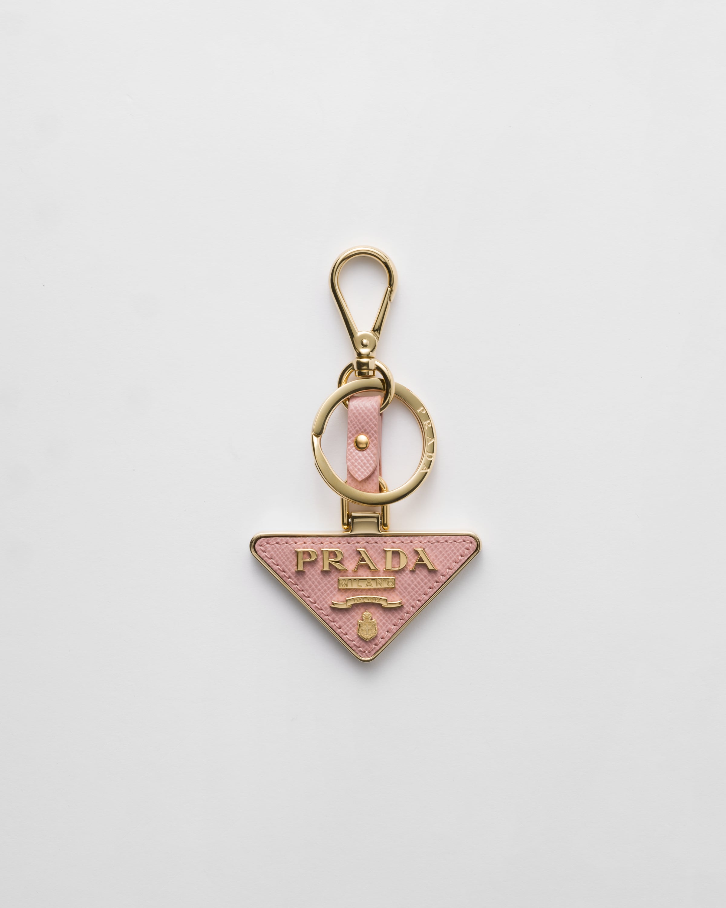 Peach Saffiano Leather And Metal Keychain | PRADA