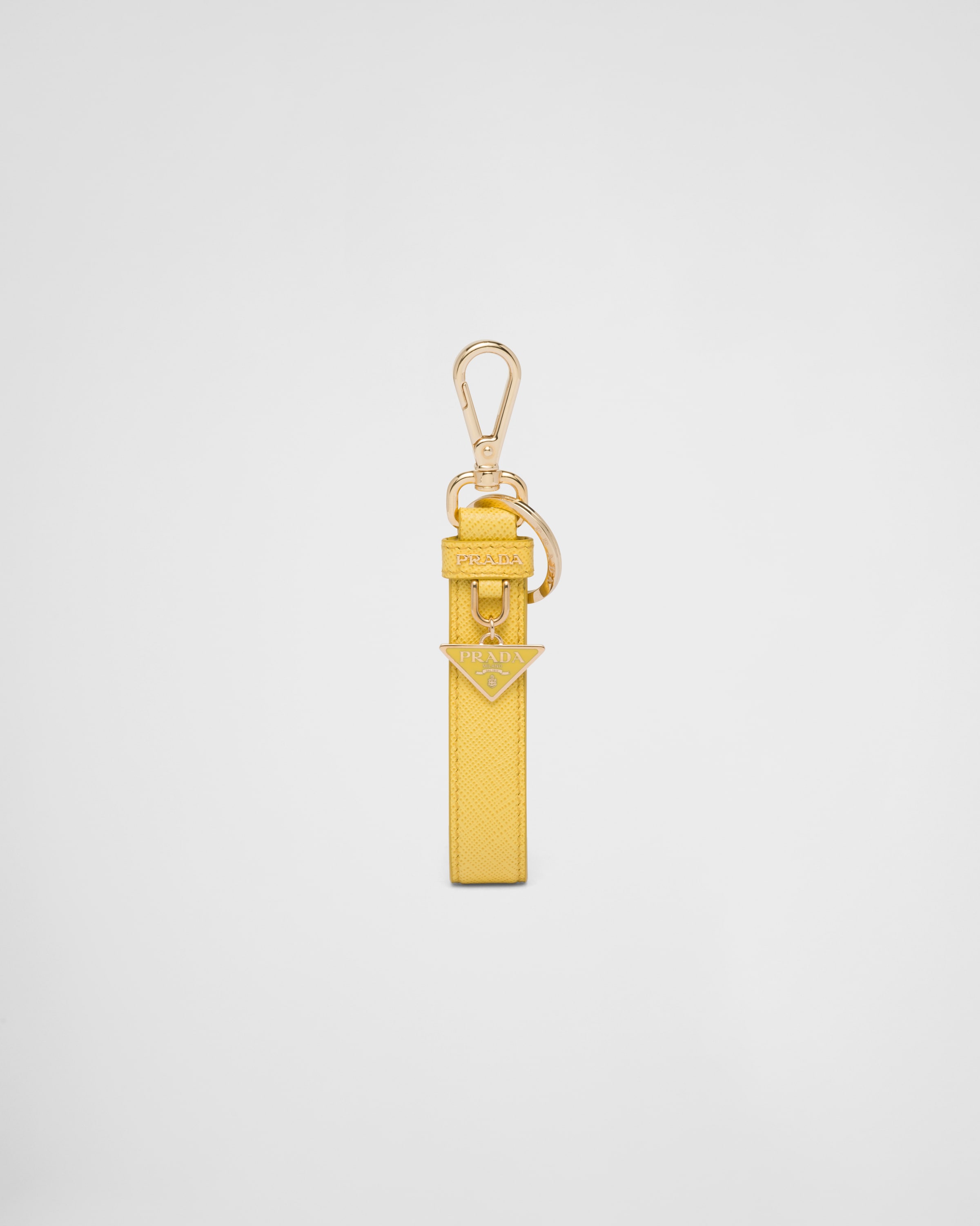 Sunny Yellow Saffiano Leather Keychain PRADA