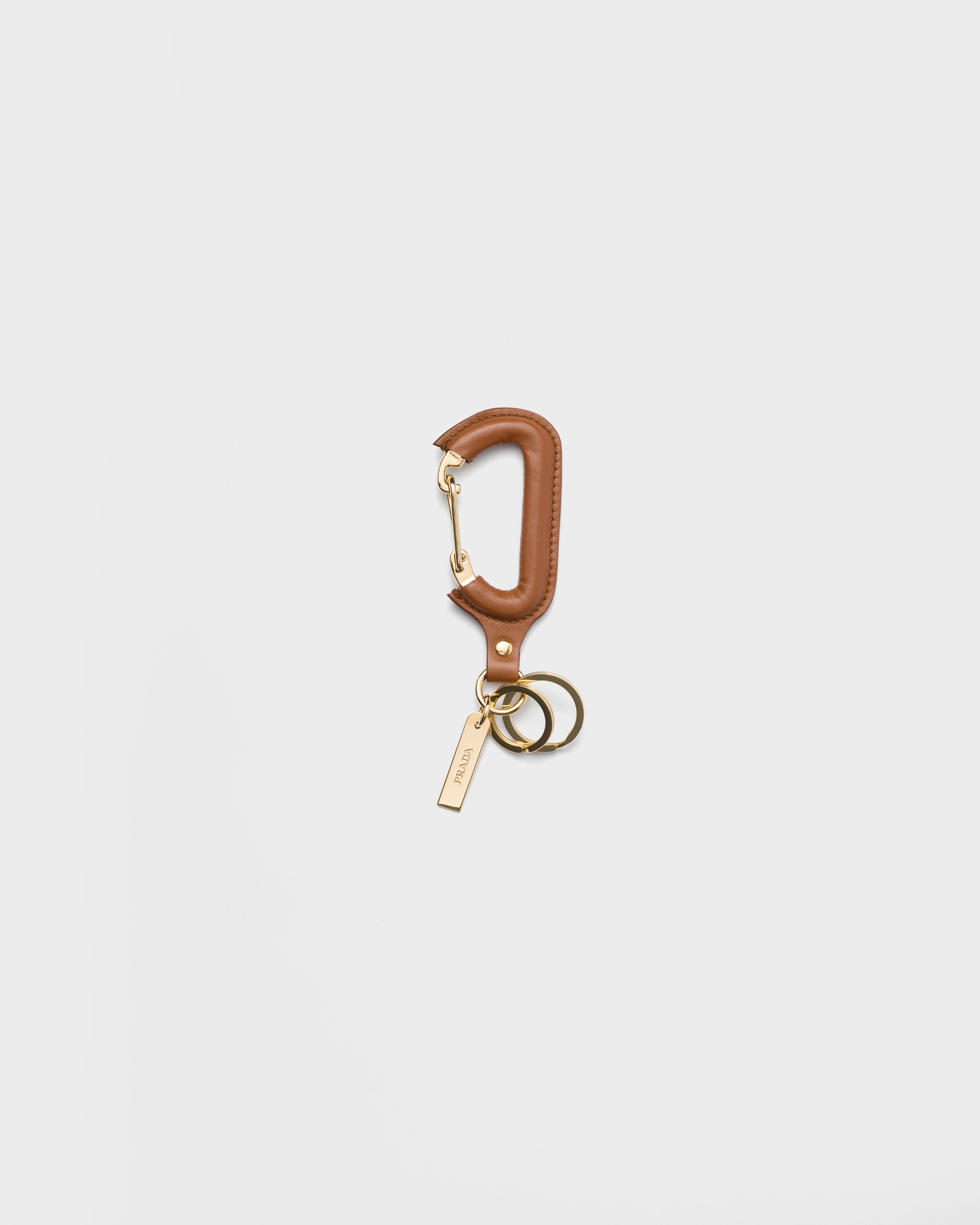 Prada Leather Keychain, Woman, Cognac