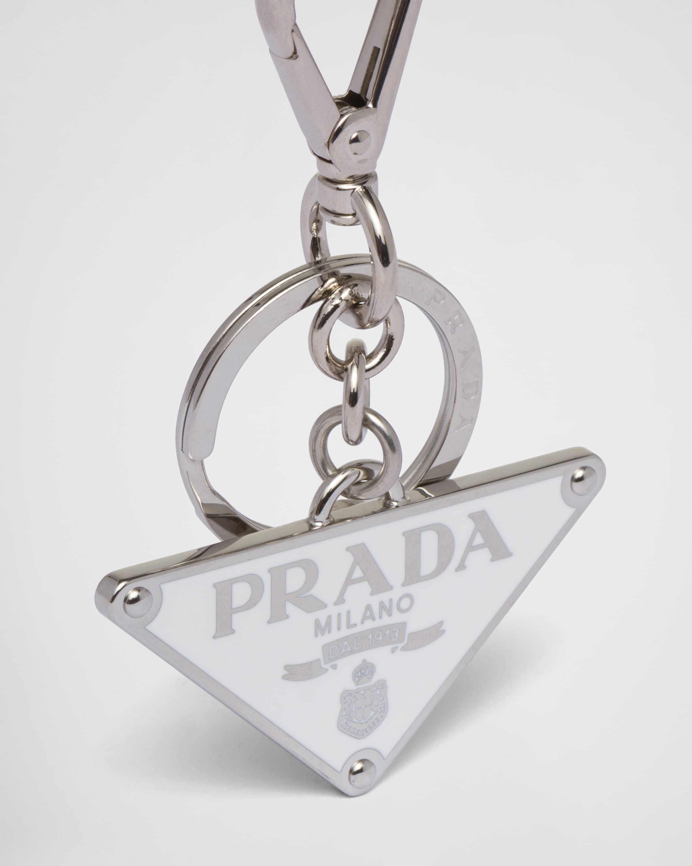 Steel/white Metal Keychain PRADA