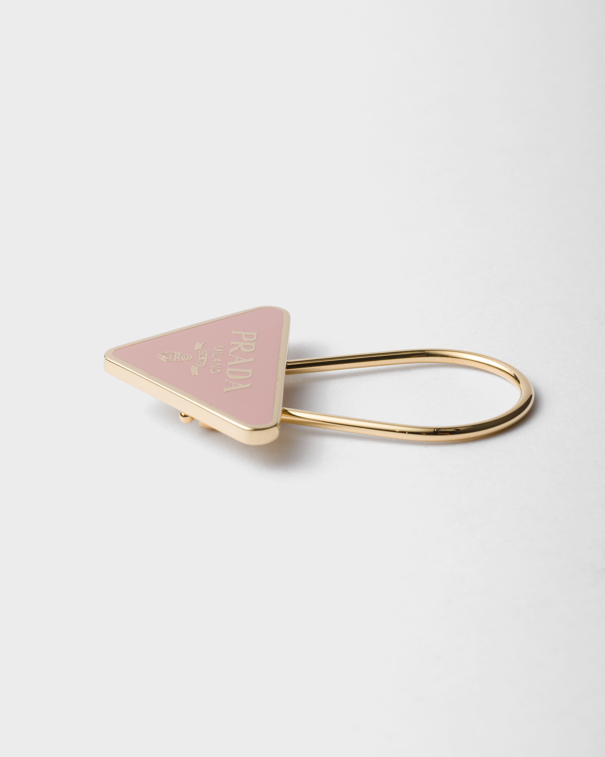 Prada Enameled Metal Key Ring In Gold/peach