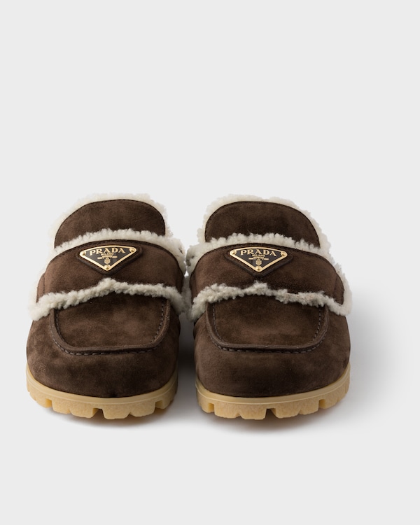 Suede and shearling mules - Dark Brown Suede and shearling mules - Dark Brown