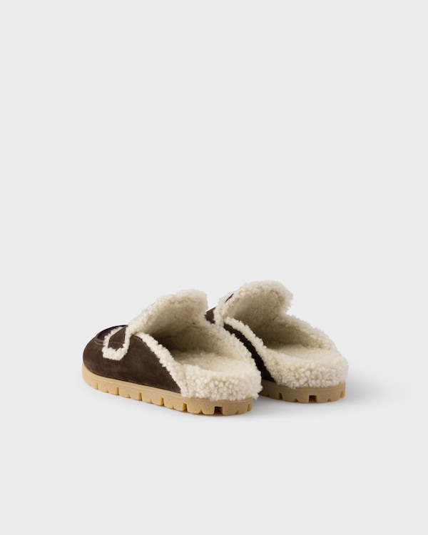 Suede and shearling mules - Dark Brown Suede and shearling mules - Dark Brown