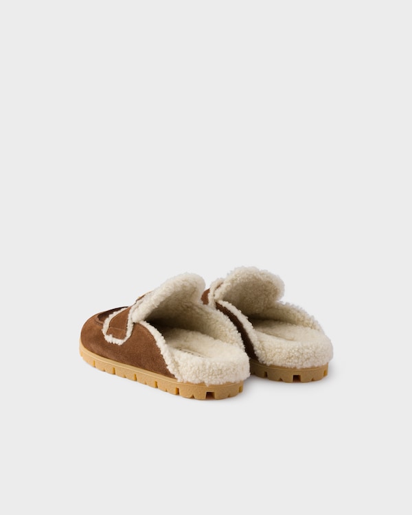 Suede and shearling mules - Cocoa Brown Suede and shearling mules - Cocoa Brown
