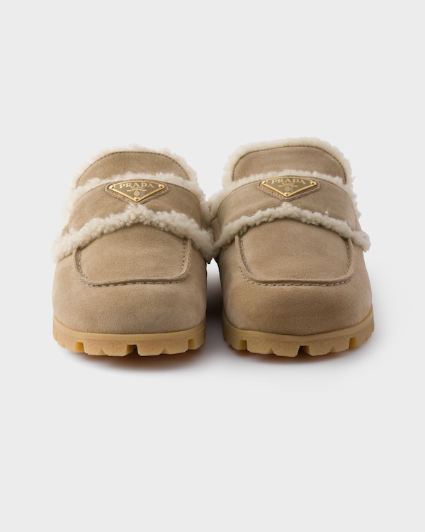 Suede and shearling mules - Desert Beige Suede and shearling mules - Desert Beige