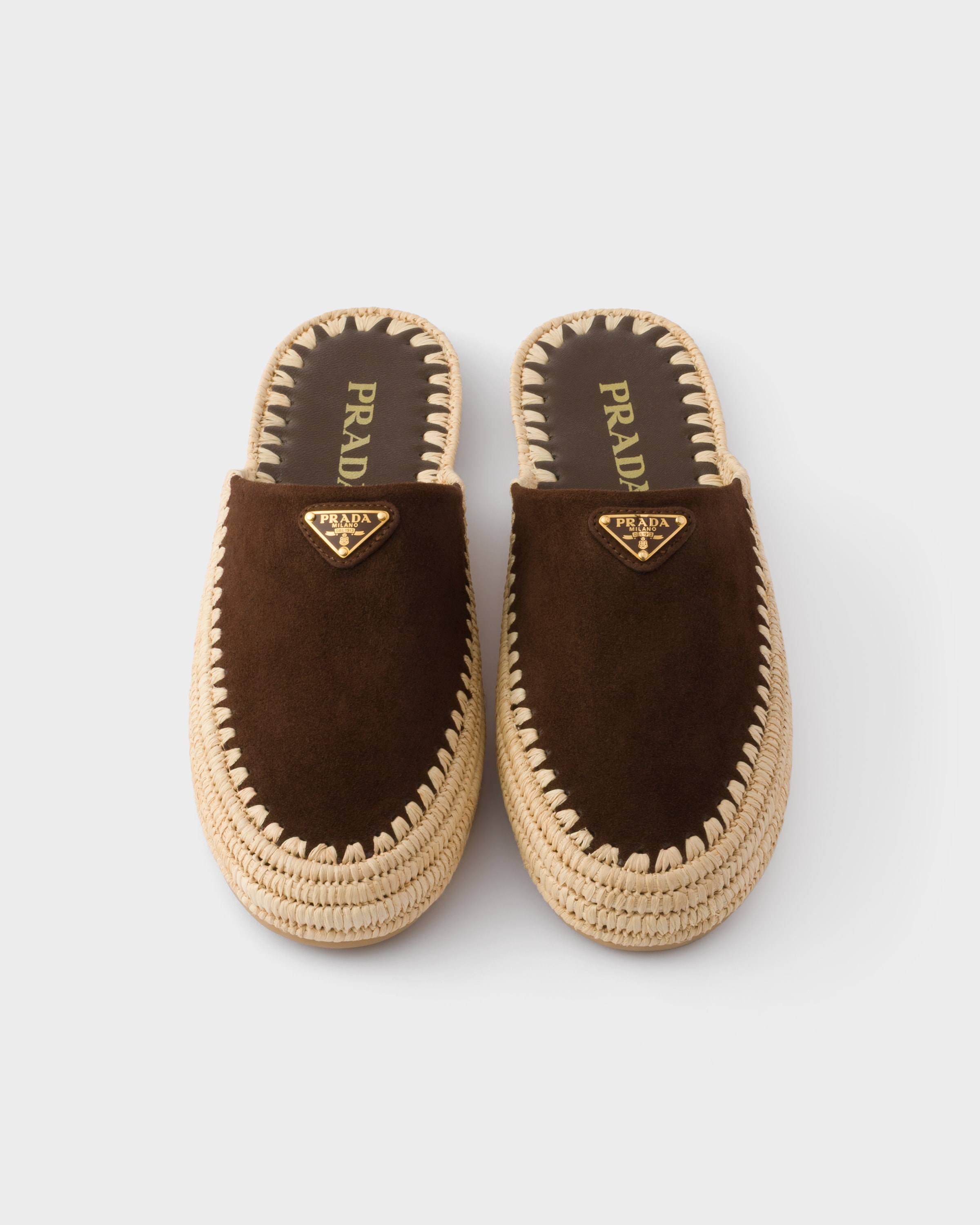 Cocoa Brown Suede mules | PRADA - United States