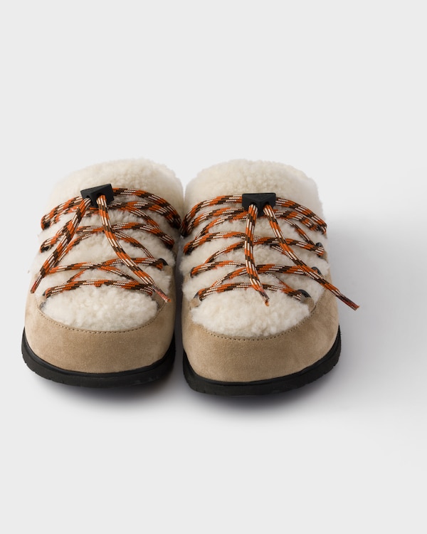 Suede and shearling mules - Desert Beige Suede and shearling mules - Desert Beige