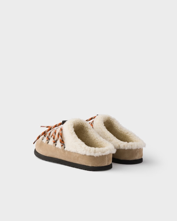 Suede and shearling mules - Desert Beige Suede and shearling mules - Desert Beige