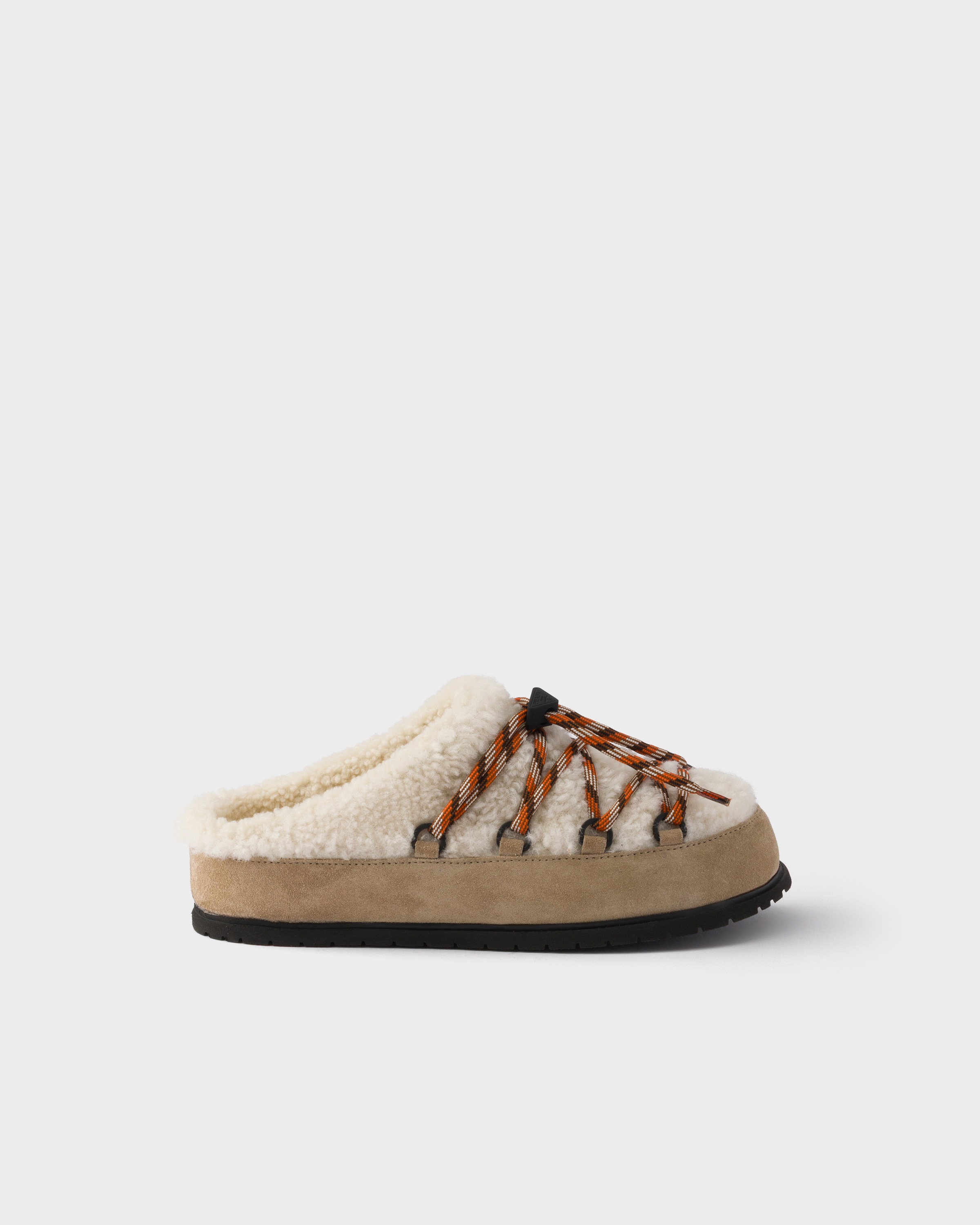 Prada Suede and shearling mules