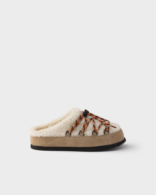 Suede and shearling mules - Desert Beige Suede and shearling mules - Desert Beige