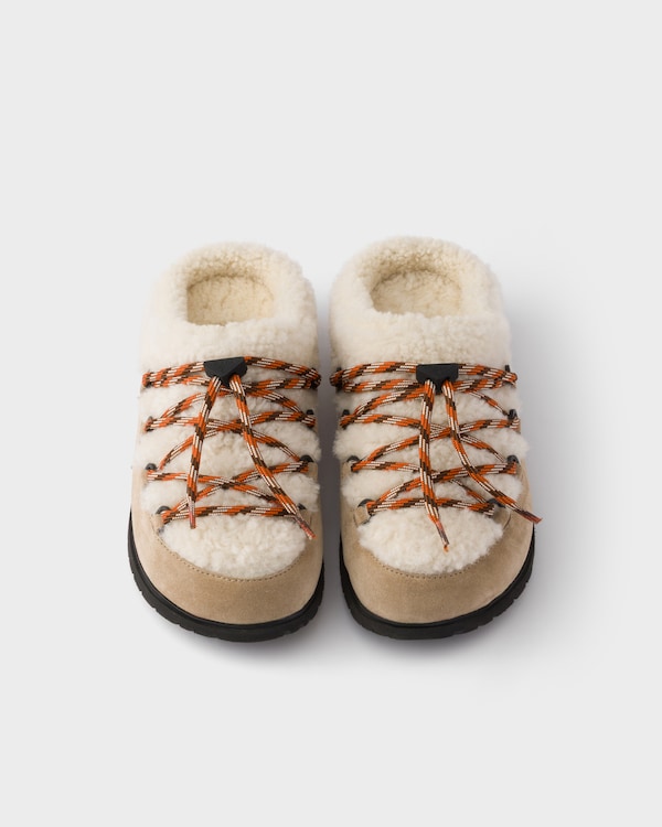 Suede and shearling mules - Desert Beige Suede and shearling mules - Desert Beige