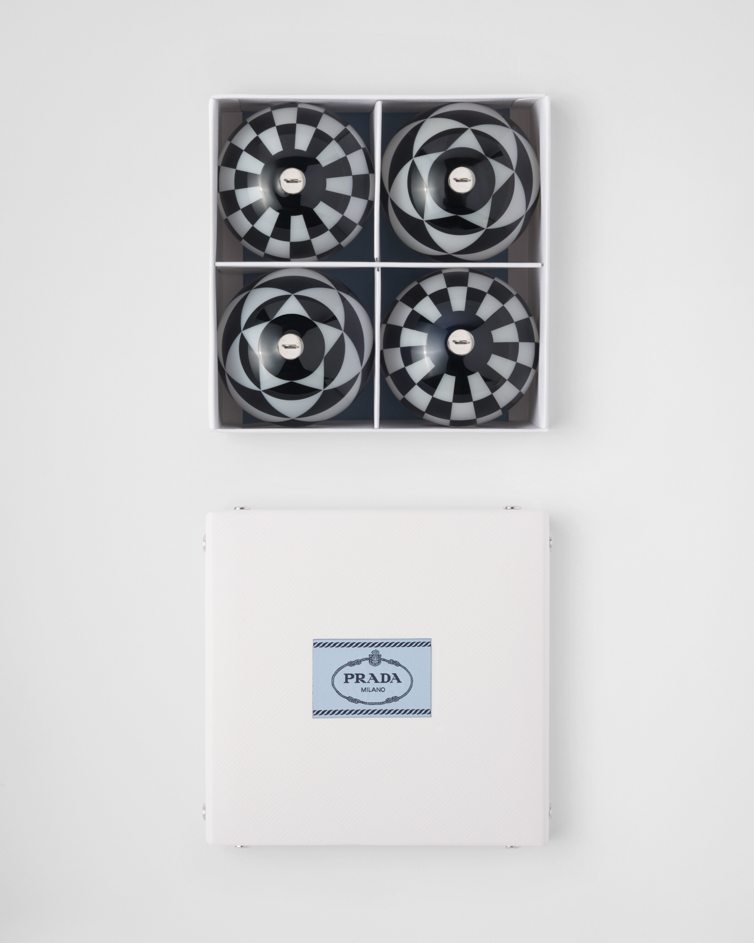 White/black Glass Christmas Ornament Set | PRADA