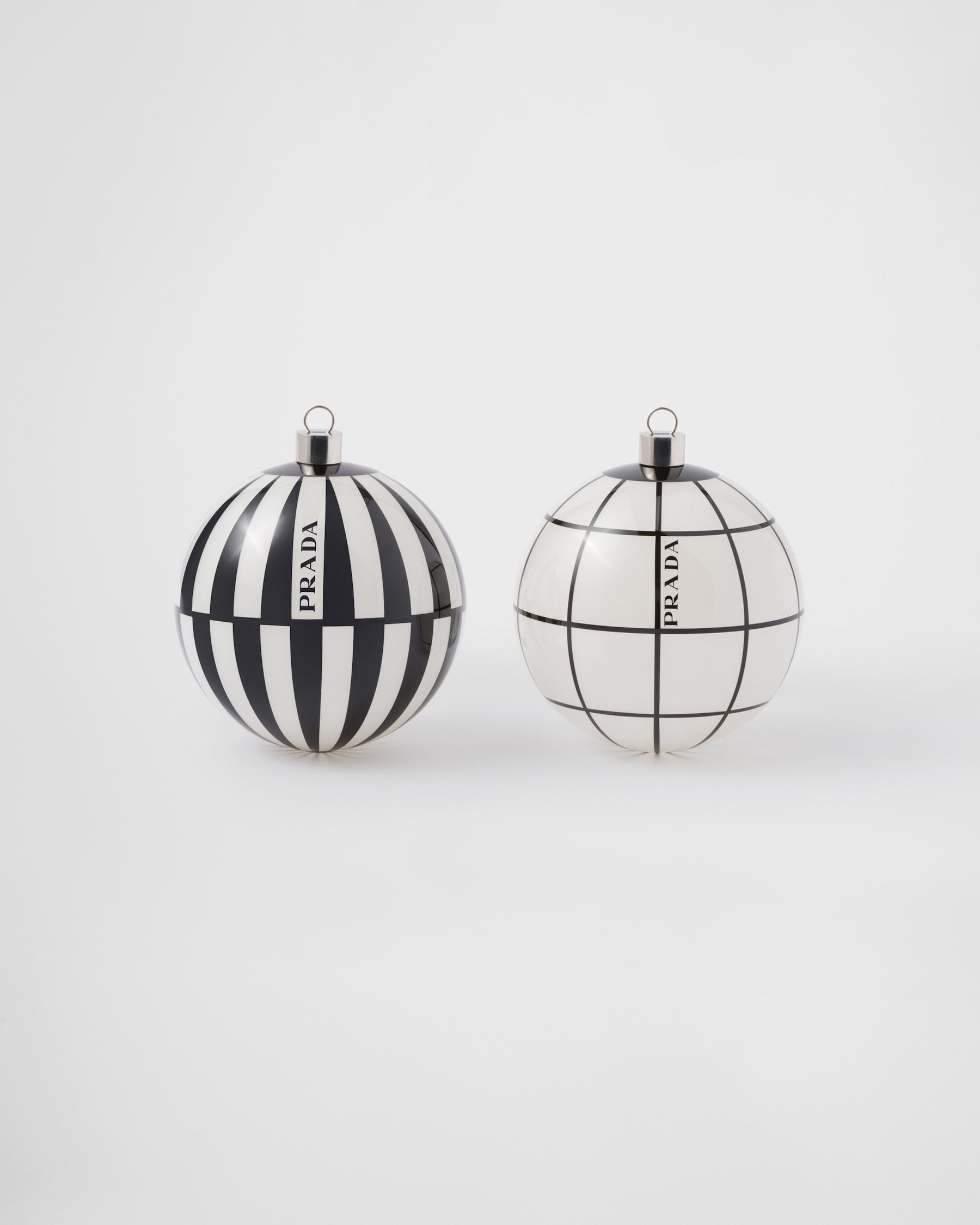 White/black Glass Christmas Ornament Set PRADA