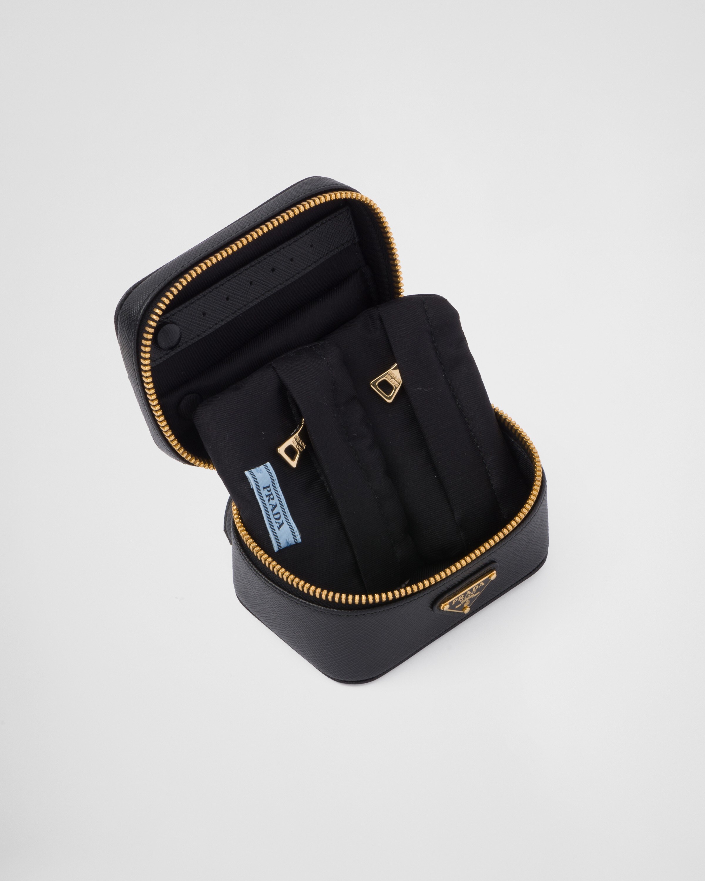 Black Saffiano leather jewelry beauty case Prada