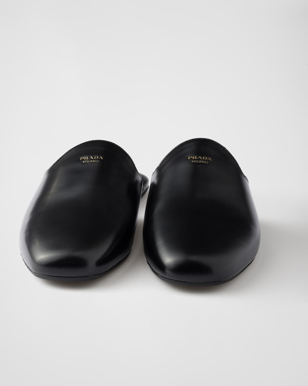 Brushed leather mules - Black Brushed leather mules - Black