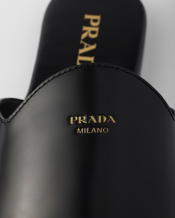 Brushed leather mules - Black Brushed leather mules - Black