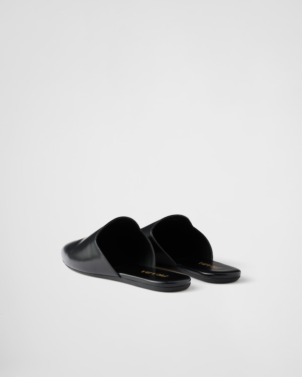 Brushed leather mules - Black Brushed leather mules - Black