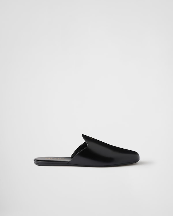 Brushed leather mules - Black Brushed leather mules - Black