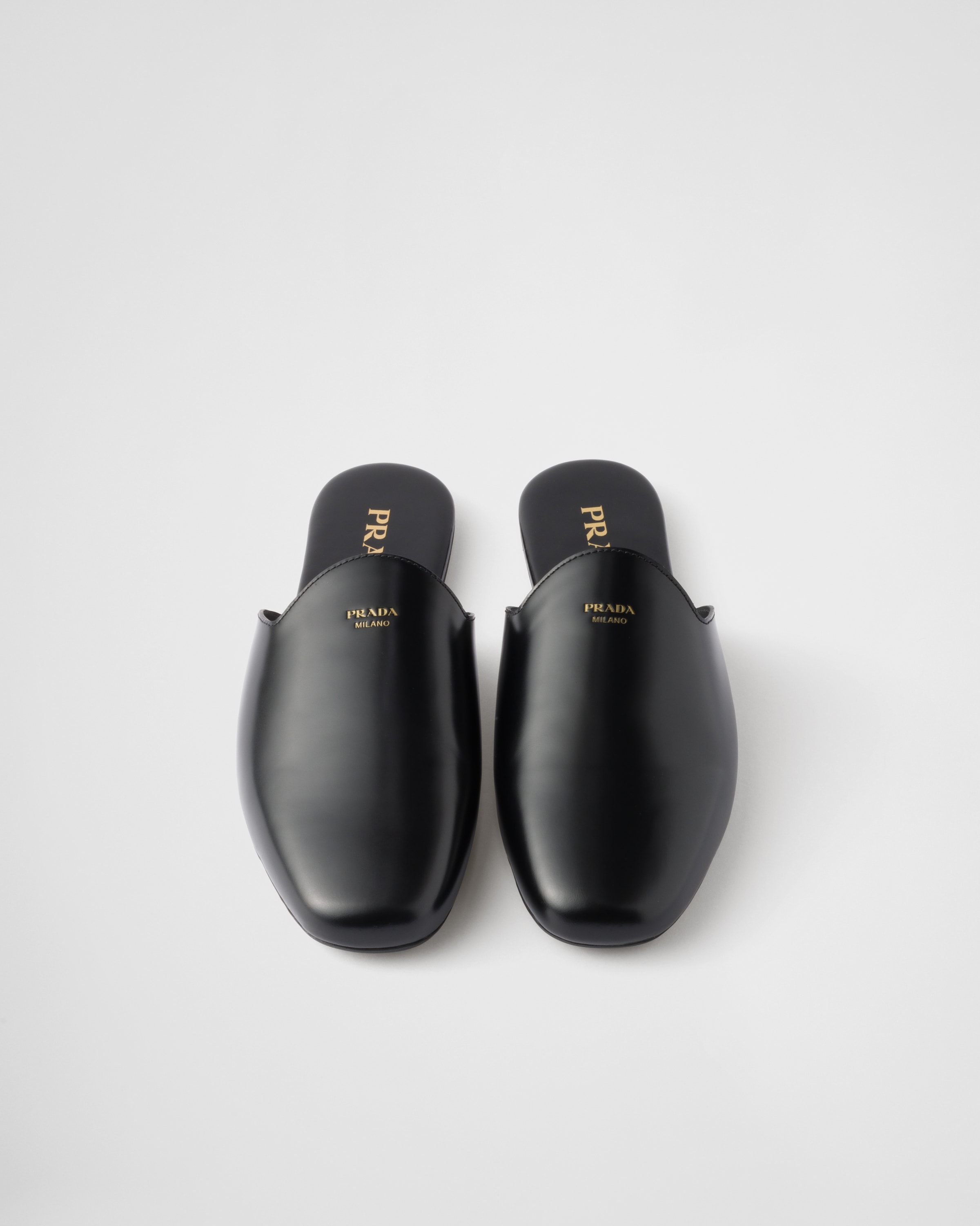 Prada Brushed Leather Mules