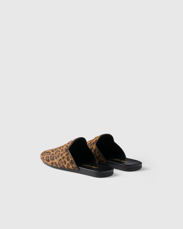 Leopard-print leather mules - Honey Leopard-print leather mules - Honey