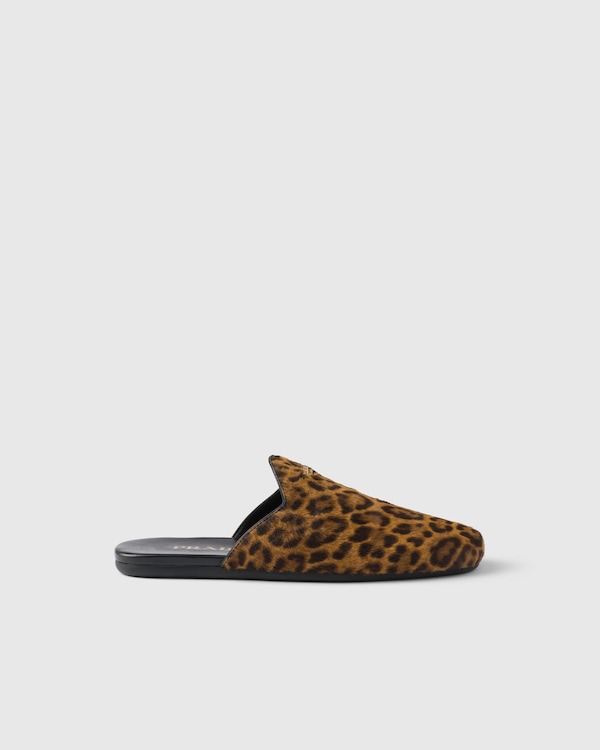Leopard-print leather mules - Honey Leopard-print leather mules - Honey