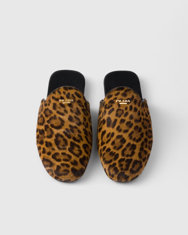 Leopard-print leather mules - Honey Leopard-print leather mules - Honey