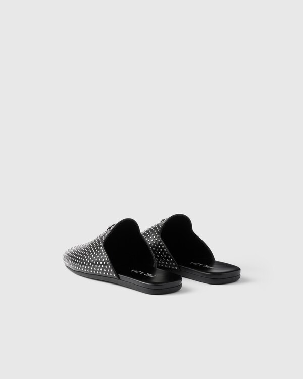 Studded brushed leather mules - Black Studded brushed leather mules - Black