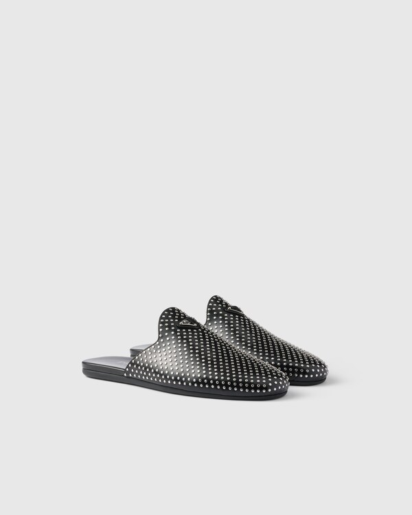 Studded brushed leather mules - Black Studded brushed leather mules - Black