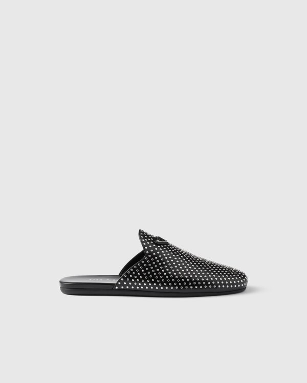 Studded brushed leather mules - Black Studded brushed leather mules - Black