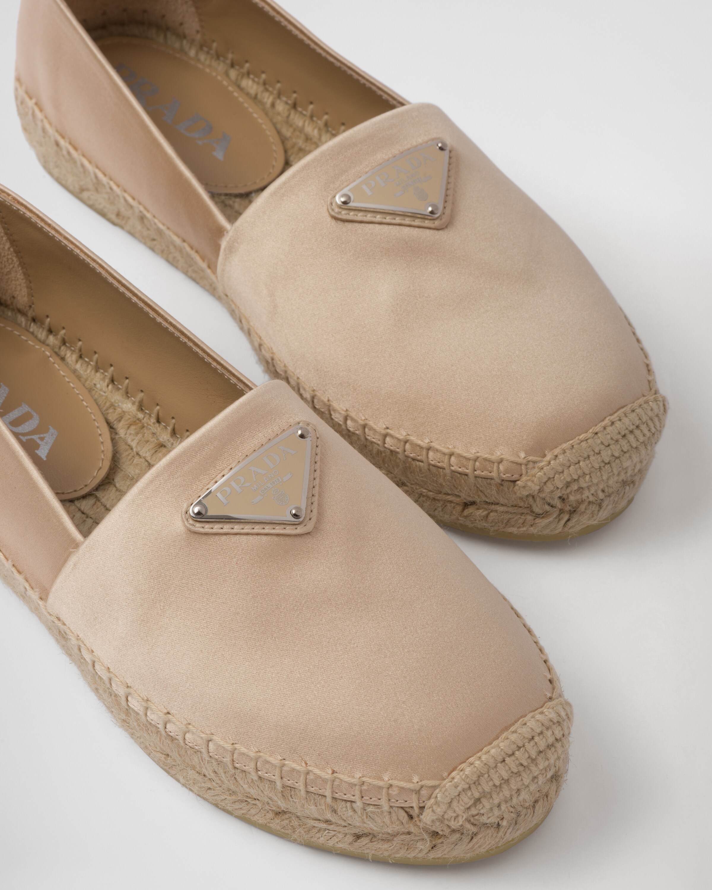 Sand Beige Satin Espadrilles PRADA