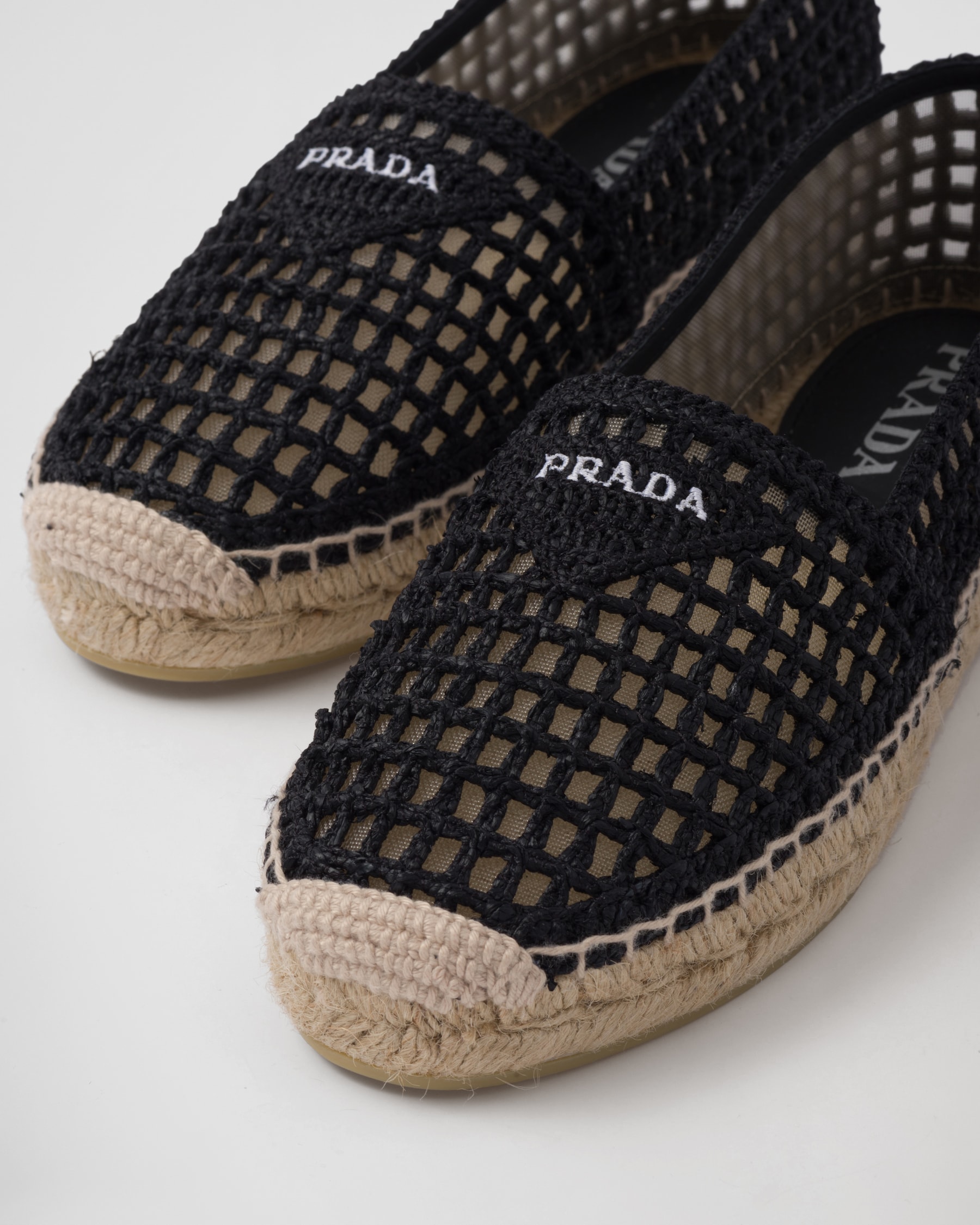 Black Crochet espadrilles Prada