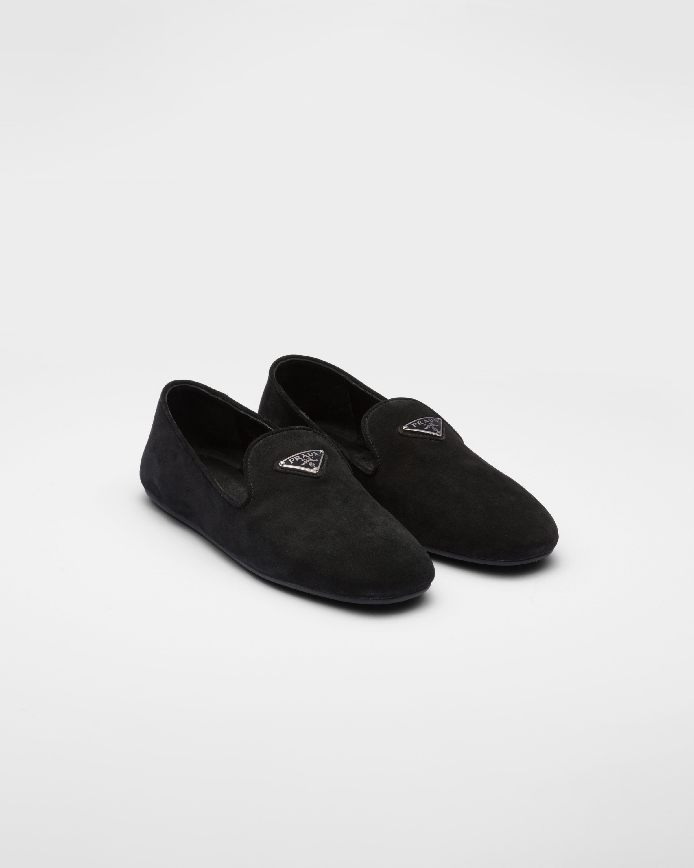 Prada Suede Loafers In Black | ModeSens