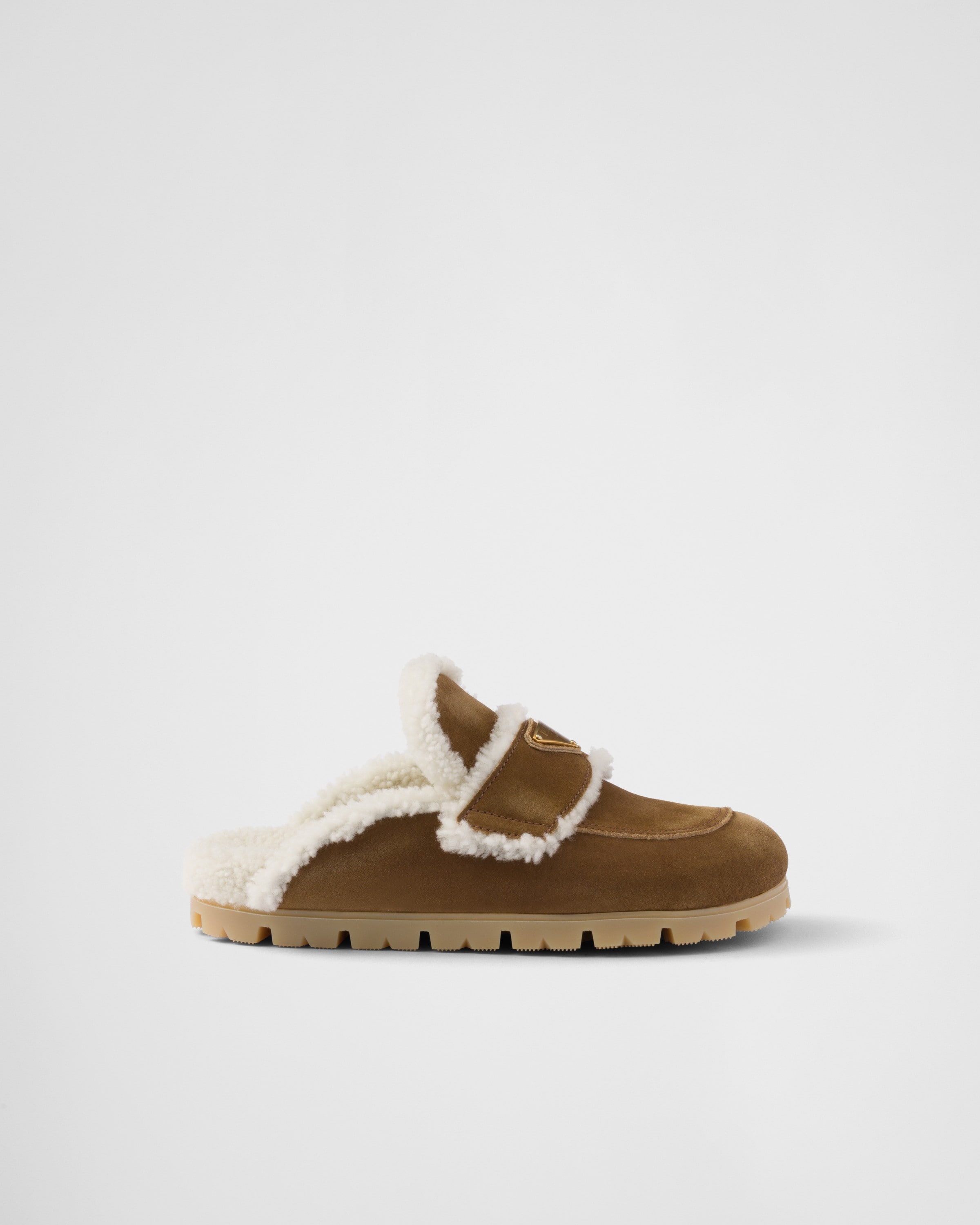PRADA SUEDE AND SHEARLING SLIPPERS