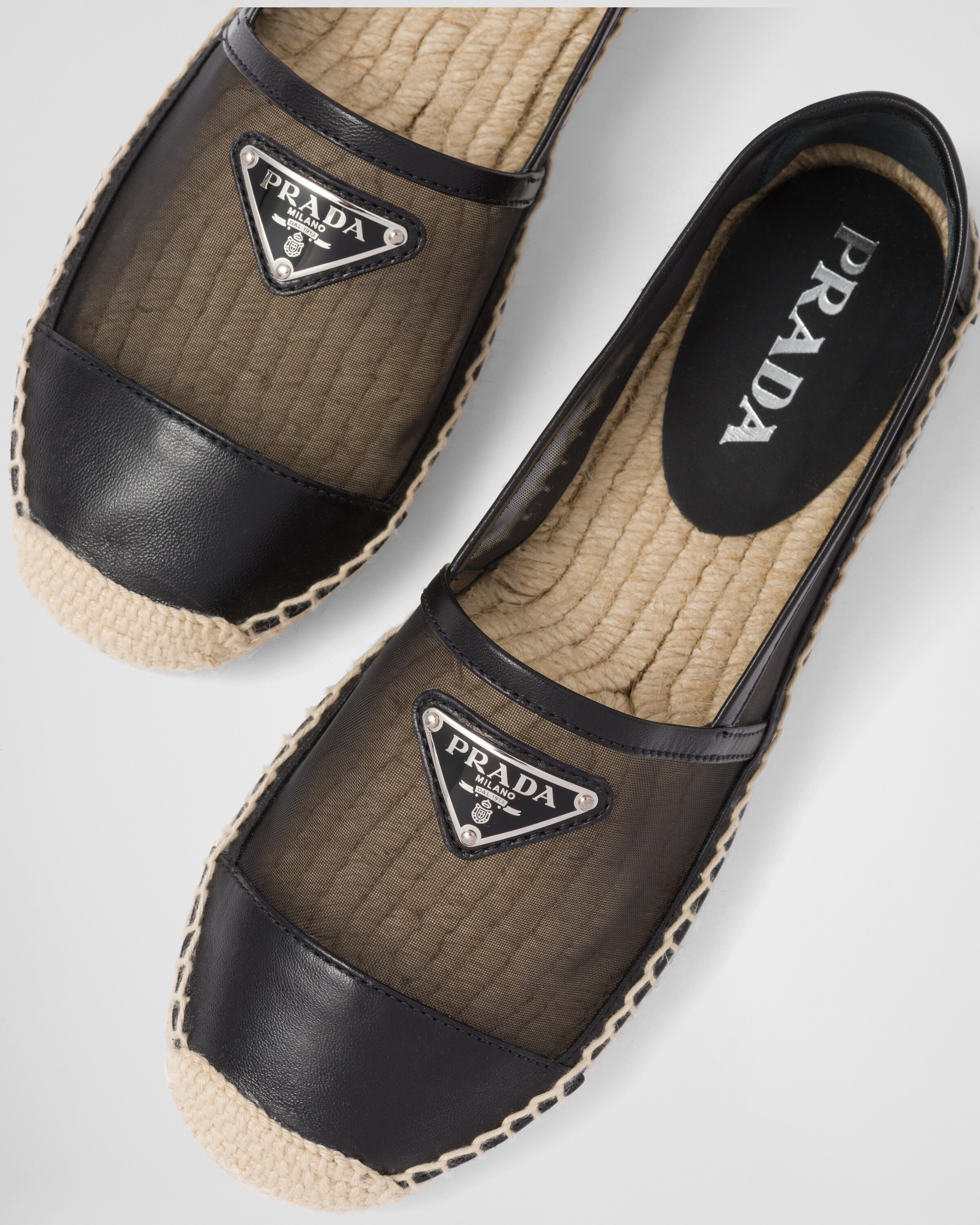 新品未使用☆プラダ・デニム地 レザー エンボスロゴ エスパドリーユ