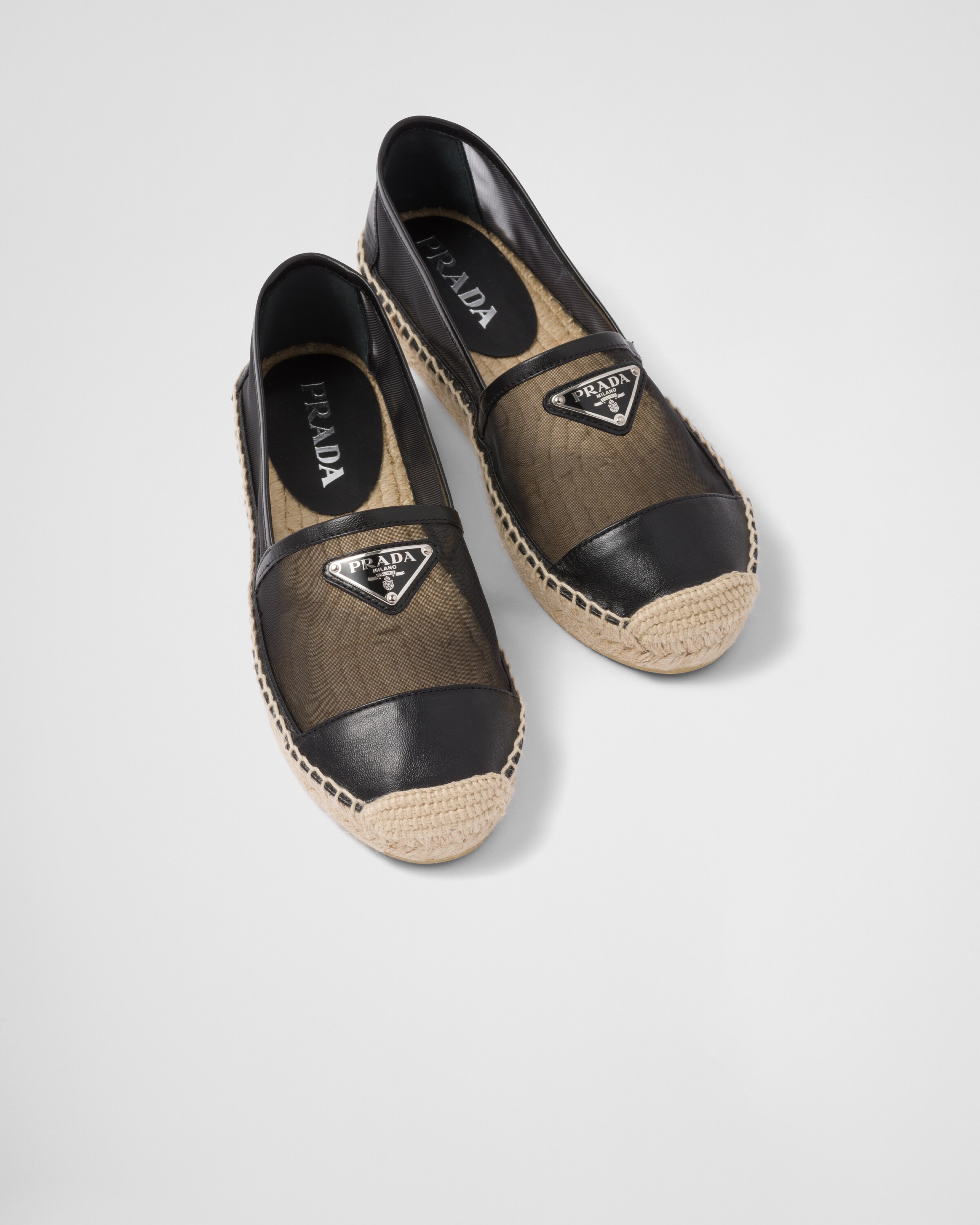 Black Mesh and nappa leather espadrilles | Prada