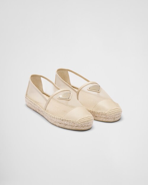 サンドベージュ メッシュxナッパレザー エスパドリーユ | Prada