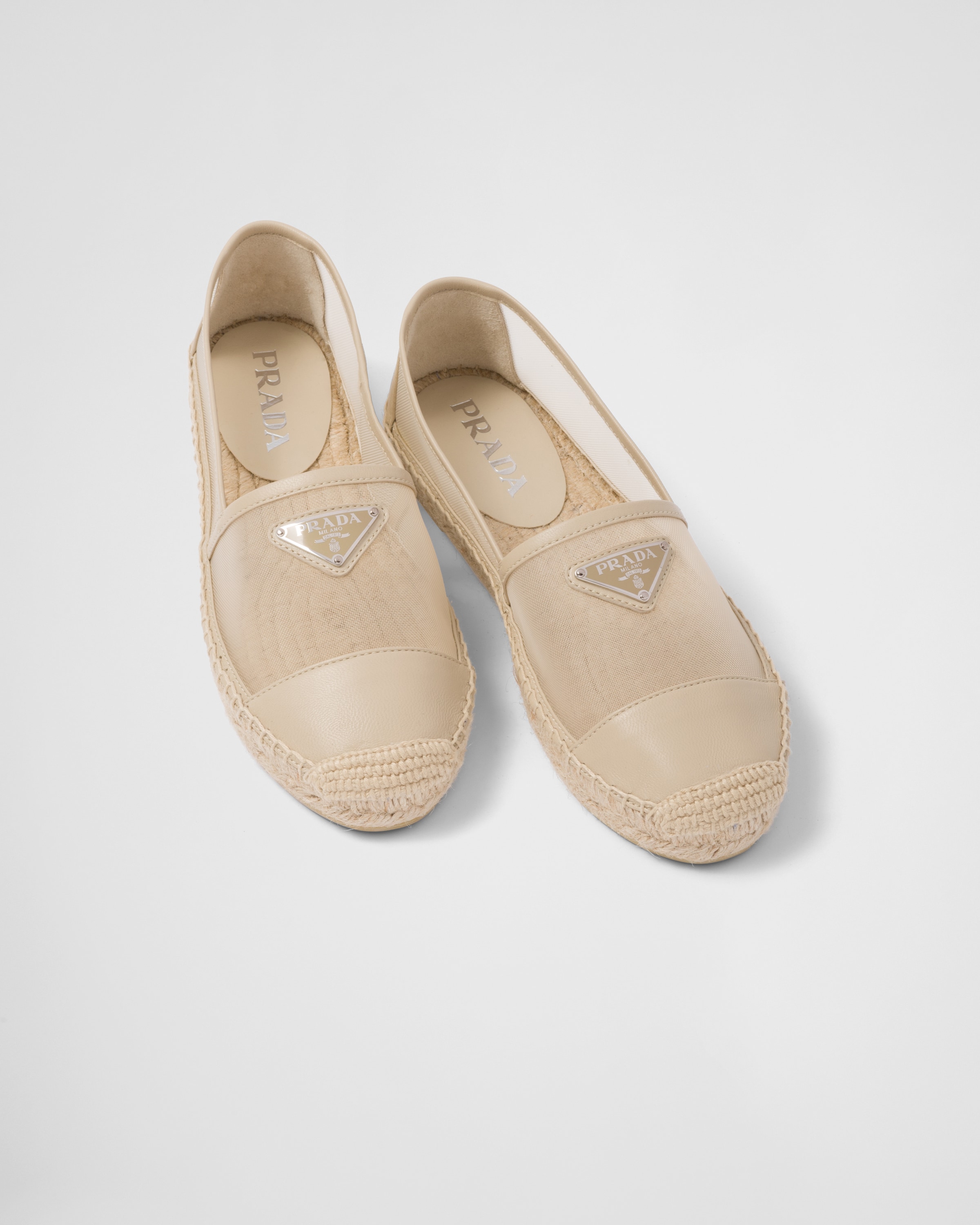 Desert Beige Mesh and nappa leather espadrilles | Prada