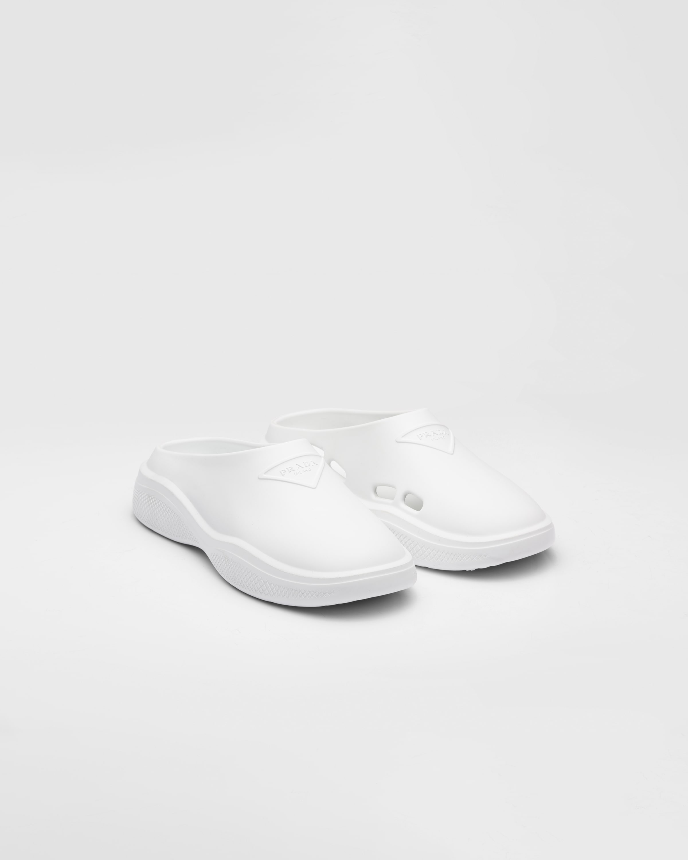 White Foam rubber mules | Prada